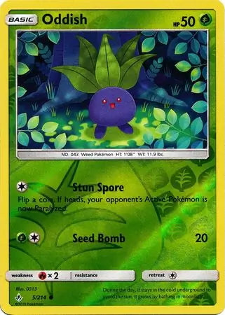 Unbroken Bonds Oddish #5/214 reverse holo